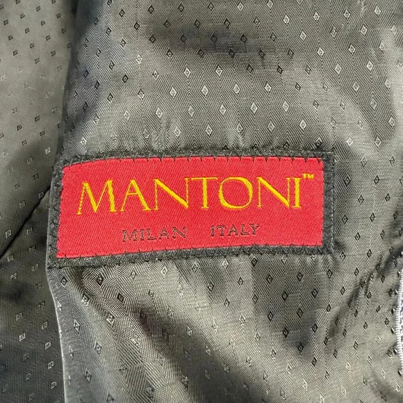 Mantoni Milano Italy Sport 100% Wool Super 140's Suit‎ Blazer Mens 44 Long Blue - Picture 7 of 16